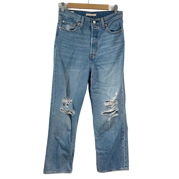Levi’s Women Big E Ribcage Straight Ankle Size 27 Jeans Destroyed - Picture 1 of 7